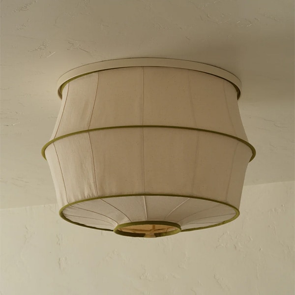 【Tulip】アメリカ・おしゃれ照明カバー「Gem Fern」ベージュ×グリーン（φ508×H356mm）