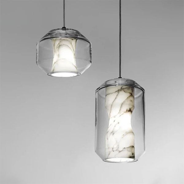 【リーズナブル】デザイン照明　モダンガラスシェードペンダントライト（D200×H330mm） 