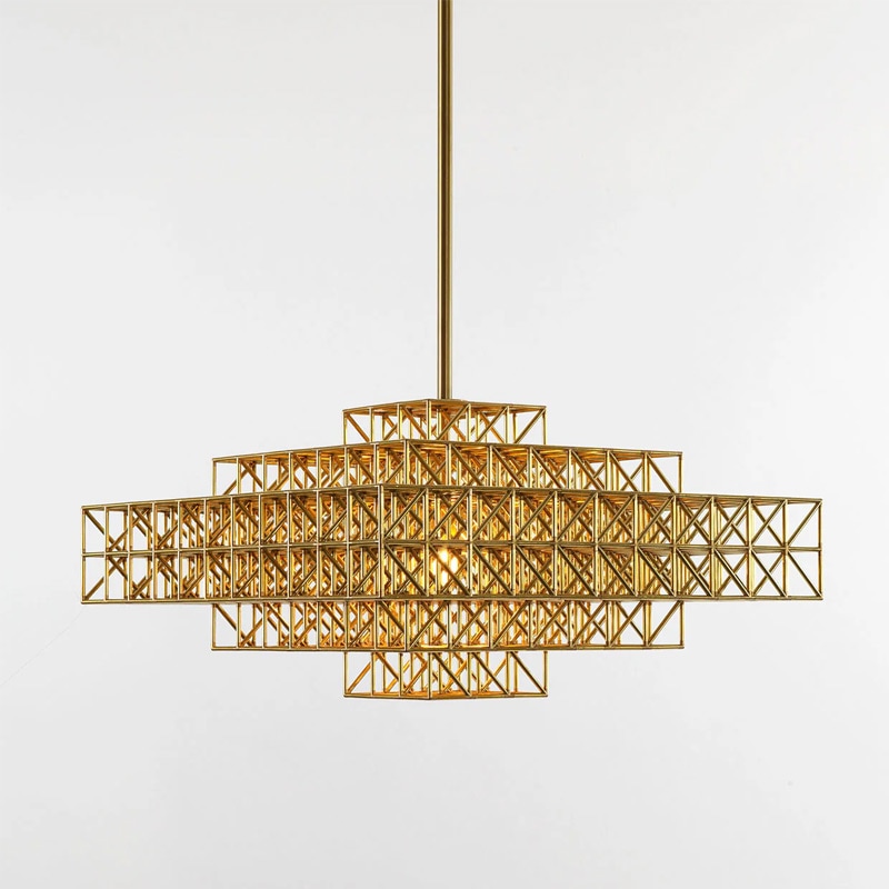 【Roll & Hill】アメリカ・デザイン照明 「Gridlock」ペンダントライト（L560×W560×H320mm）