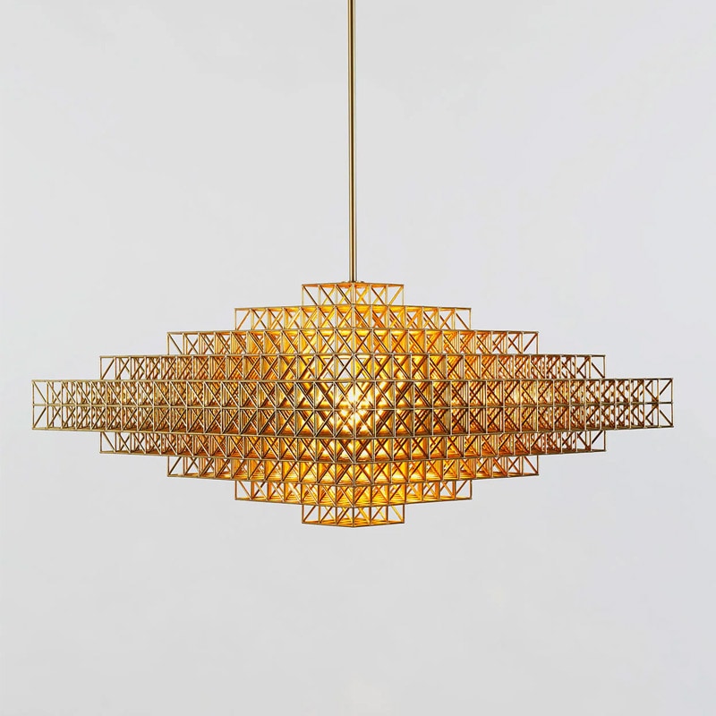 【Roll & Hill】アメリカ・デザイン照明 「Gridlock」ペンダントライト（L970×W970×H510mm）