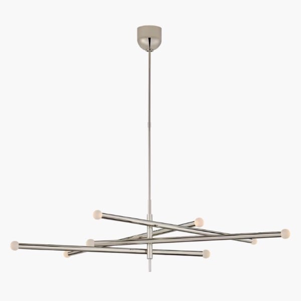 【Visual Comfort】アメリカ・デザイン照明 シャンデリア「Rousseau Grande Eight Light Articulating Chandelier」シルバー（W1651×H356mm）