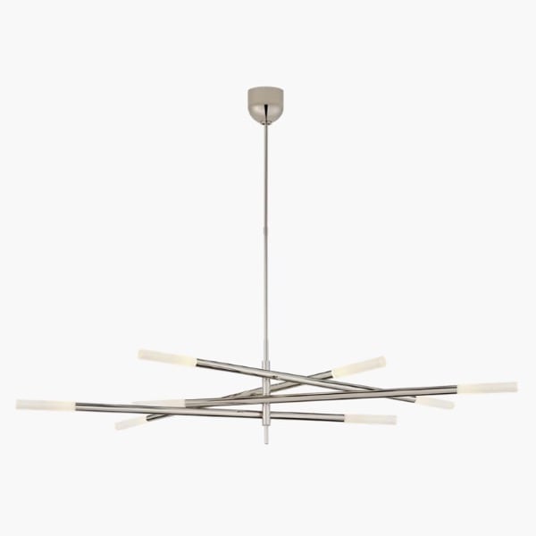 【Visual Comfort】アメリカ・デザイン照明 シャンデリア「Rousseau Grande Eight Light Articulating Chandelier」シルバー（W1651×H356mm）