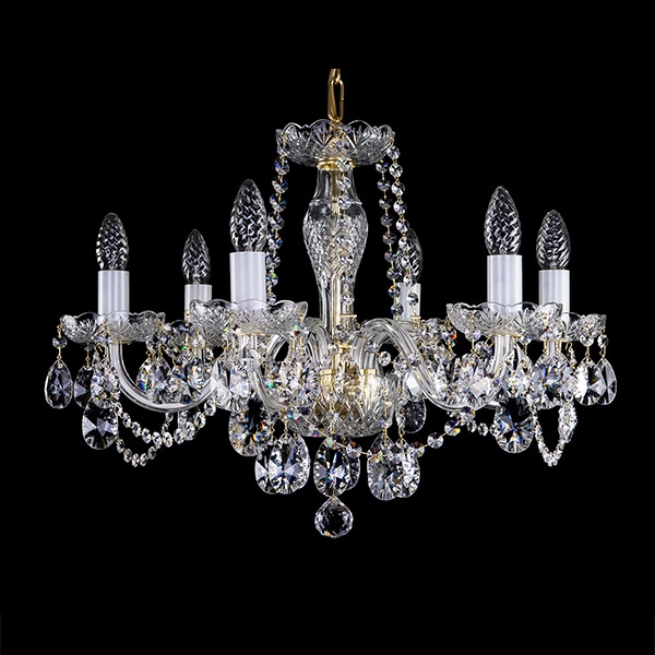 【１台在庫有！ゴールドのみ】【ART GLASS】クリスタルシャンデリア「ELSA-VI」6灯（W580×H440mm）