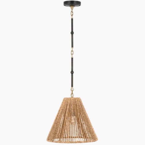 【Visual Comfort】アメリカ・デザイン照明 ペンダントライト 「Goodman Small Hanging Light」1灯・ブロンズ・ゴールド／アバカ（W381×H356mm）