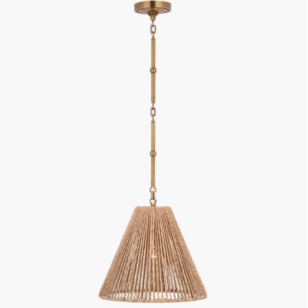 【Visual Comfort】アメリカ・デザイン照明 ペンダントライト 「Goodman Small Hanging Light」1灯・ゴールド／アバカ（W381×H356mm）