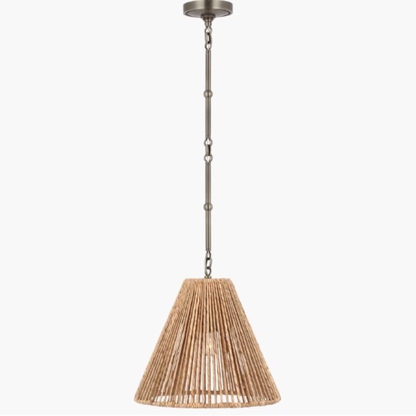 【Visual Comfort】アメリカ・デザイン照明 ペンダントライト 「Goodman Small Hanging Light」1灯・ニッケル／アバカ（W381×H356mm）