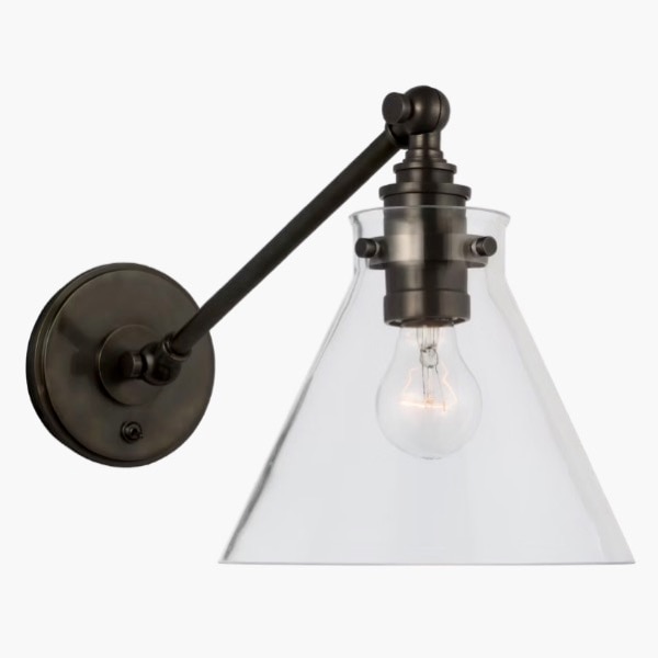 【Visual Comfort】アメリカ・ウォールライト「Parkington Single Library Wall Light」1灯 ブロンズ／クリア（W203×D432×H229mm）