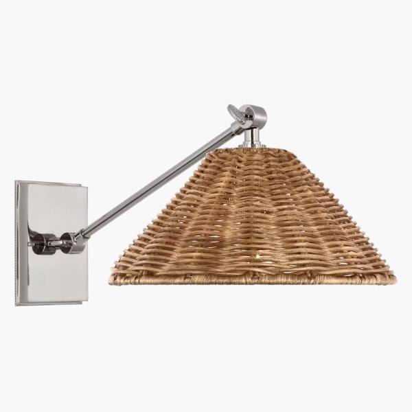 【Visual Comfort】アメリカ・ウォールライト「Wimberley Single Library Wall Light」1灯 シルバー／ナチュラル（W254×D381×H203mm）