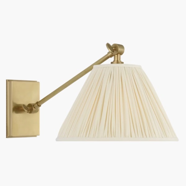 【Visual Comfort】アメリカ・ウォールライト「Wimberley Single Library Wall Light」1灯 ゴールド／ホワイト（W254×D381×H203mm）