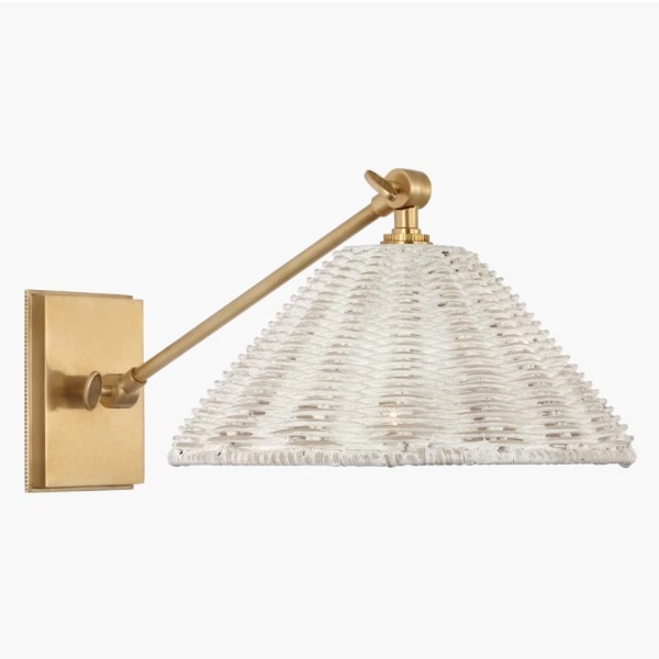 【Visual Comfort】アメリカ・ウォールライト「Wimberley Single Library Wall Light」1灯 ゴールド／ホワイト（W254×D381×H203mm）