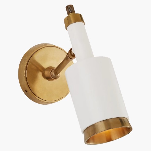 【Visual Comfort】アメリカ・ウォールライト「Anders Small Articulating Wall Light」1灯 ゴールド／ホワイト（W127×D203×H254mm）