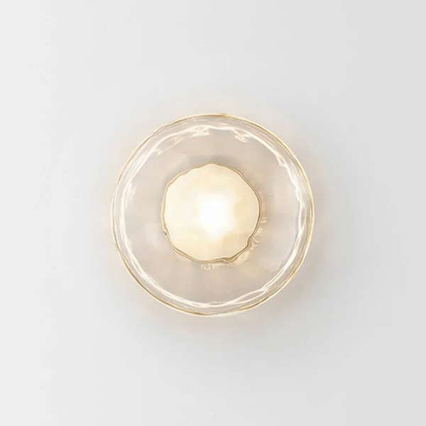 【リーズナブル】デザイン照明　モダンガラスウォールライト　クリア（φ200mm）