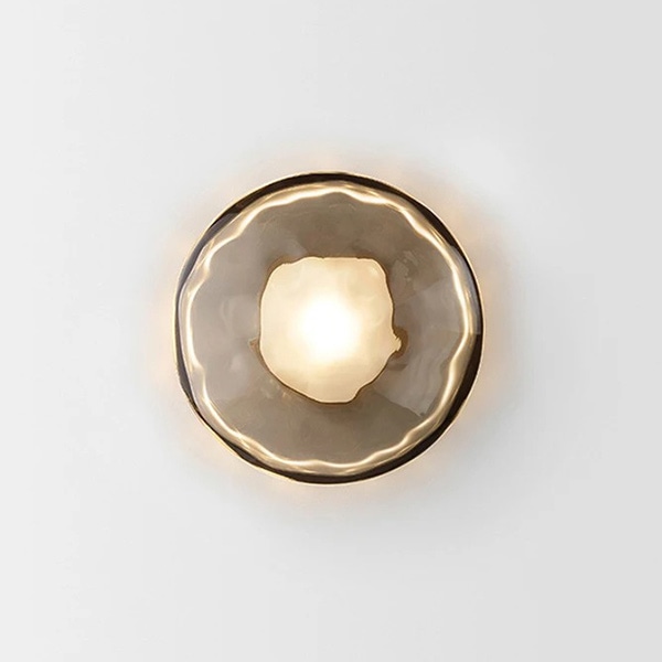 【リーズナブル】デザイン照明　モダンガラスウォールライト　グレー（φ200mm）