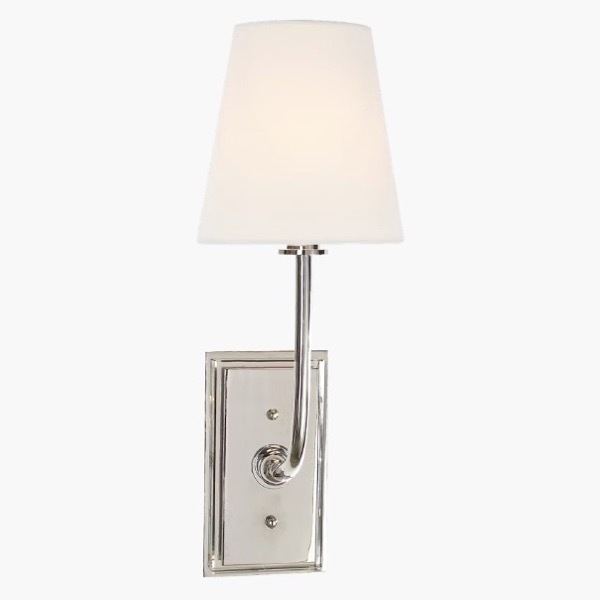 【Visual Comfort】アメリカ・ウォールライト「Hulton Sconce」1灯 シルバー・リネン（W152×D178×H432mm）