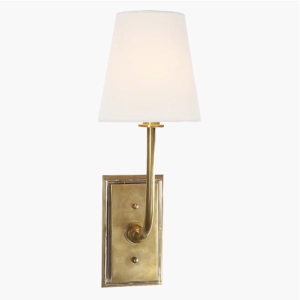【Visual Comfort】アメリカ・ウォールライト「Hulton Sconce」1灯 ゴールド・リネン（W152×D178×H432mm）