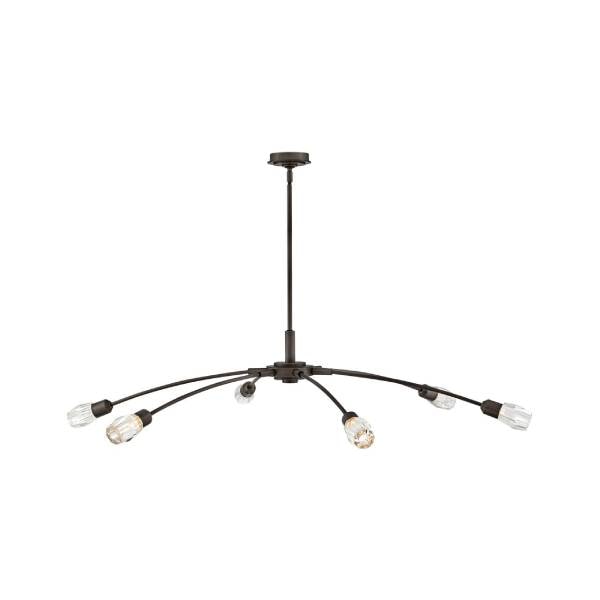 【HINKLEY】LEDコンバーチブルシャンデリアライト「Atera」6灯（W1524×H254-1086mm）