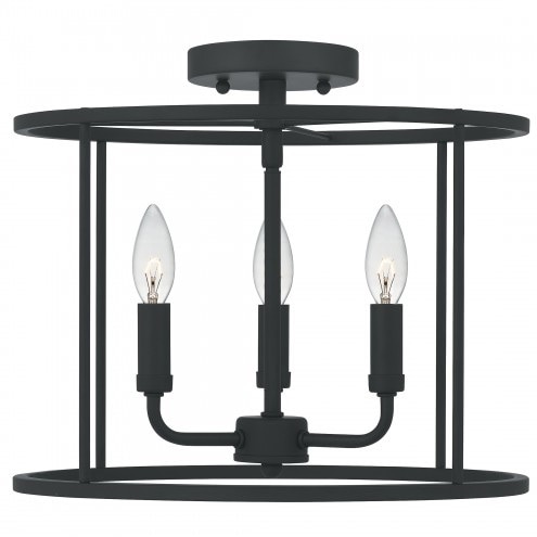 【QUOIZEL】アメリカ・デザイン照明 シーリングライト 3灯「Abner」マットブラック（φ350×H290mm）