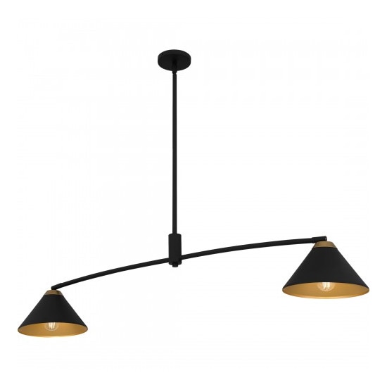 【QUOIZEL】アメリカ・デザイン照明 モダンシャンデリア 2灯「Alscott」マットブラック（W1320×D250×H290mm）