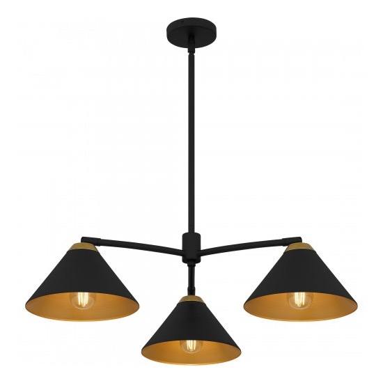 【QUOIZEL】アメリカ・デザイン照明 モダンシャンデリア 3灯「Alscott」マットブラック（φ810×H250mm）