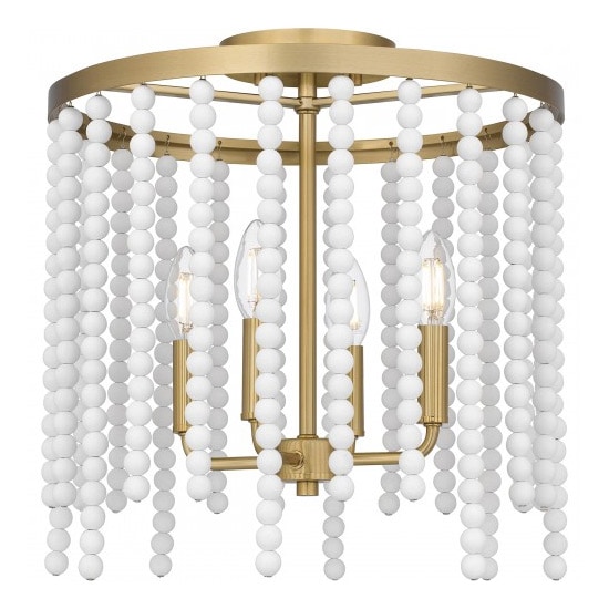 【QUOIZEL】アメリカ・デザイン照明 シーリングライト 4灯「Apelle」ゴールド（φ380×H440mm）