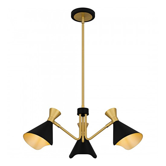 【QUOIZEL】アメリカ・デザイン照明 モダンシャンデリア 3灯「Arden」マットブラック（φ660×H220mm）