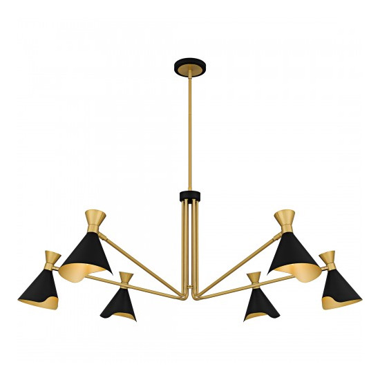 【QUOIZEL】アメリカ・デザイン照明 モダンシャンデリア 6灯「Arden」マットブラック（φ1320×H440mm）