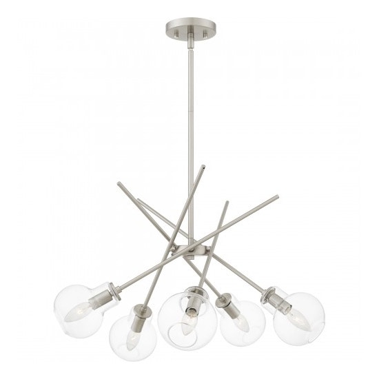 【QUOIZEL】アメリカ・デザイン照明 シャンデリア 5灯「Asha」クローム（φ660×H270mm）