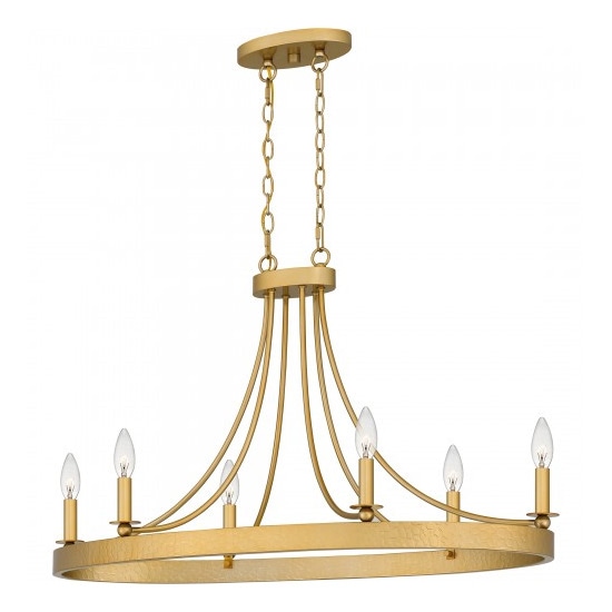 【QUOIZEL】アメリカ・デザイン照明 アイランドシャンデリア 6灯「Aspyn」ゴールド（W900×D410×H530mm）