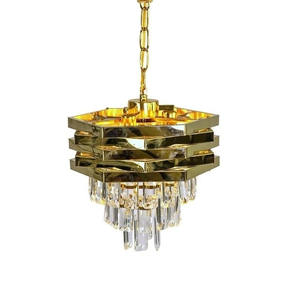 【2台在庫有！】【WERNER VOβ】ドイツ デザイン照明 クリスタルライト ゴールド （φ300mm）