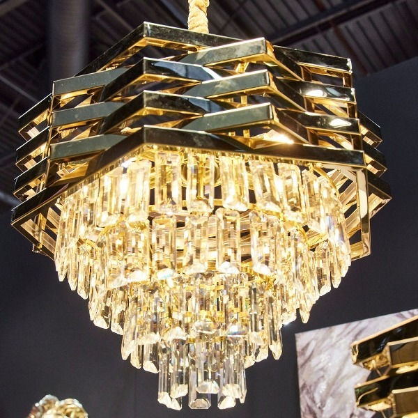 【1台在庫有！】【WERNER VOβ】ドイツ デザイン照明 クリスタルライト ゴールド （φ500mm）