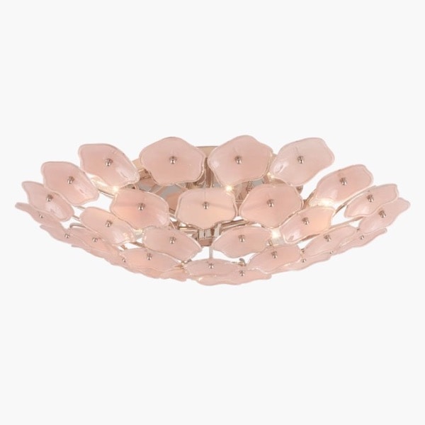 【Visual Comfort】アメリカ・デザイン照明 フラッシュマウント「Leighton Large Flush Mount」6灯・シルバー・ピンク（W635×H152mm）