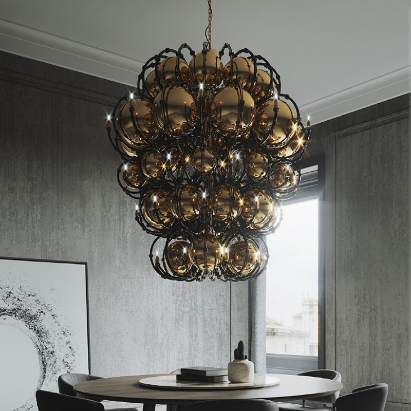 【Preciosa】「King XL」シャンデリア 36灯 ブラック×ゴールド（φ1550×H1630mm）