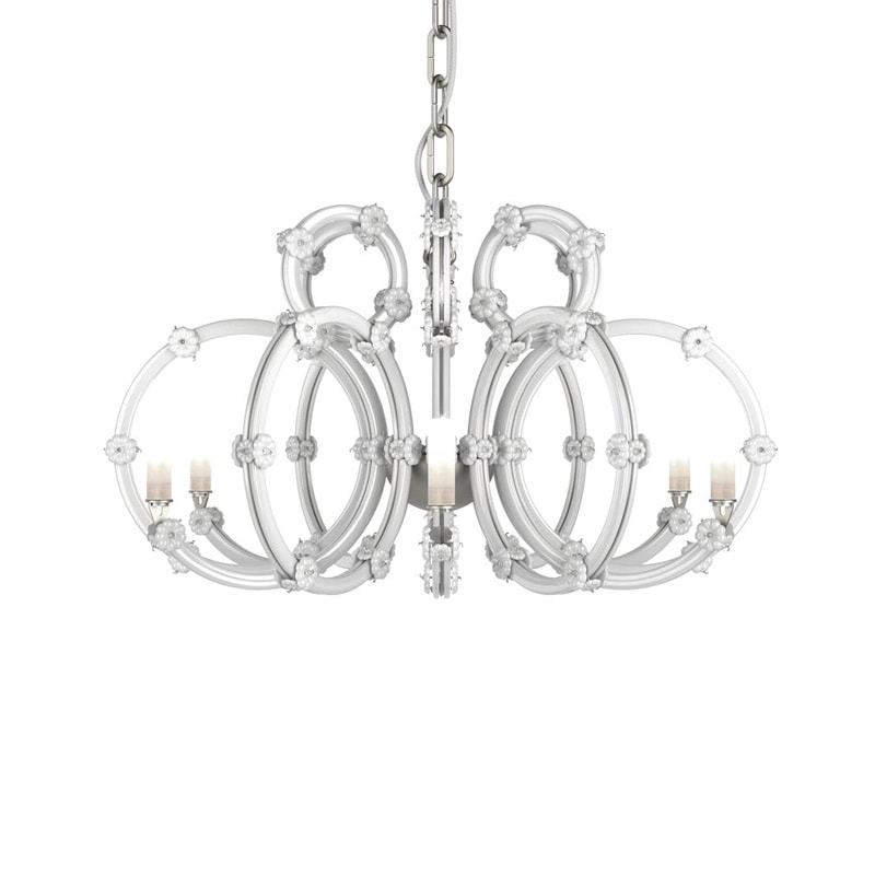 【Preciosa】「Venus S」シャンデリア 6灯 ホワイト×クローム（φ650×H370mm）