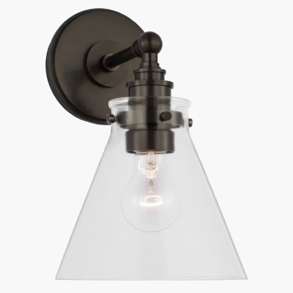 【Visual Comfort】アメリカ・ウォールライト「Parkington Single Library Wall Light」1灯 ブロンズ・クリア（W73×D88×H115mm）