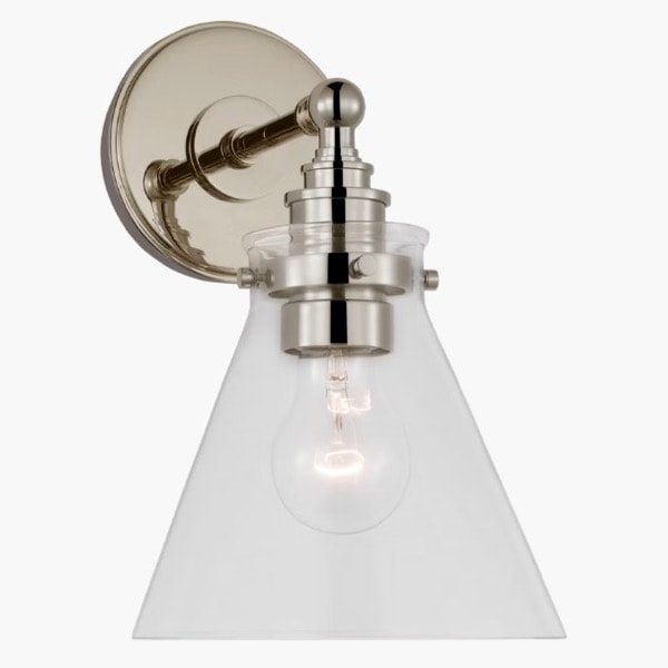 【Visual Comfort】アメリカ・ウォールライト「Parkington Single Library Wall Light」1灯 シルバー・クリア（W73×D88×H115mm）