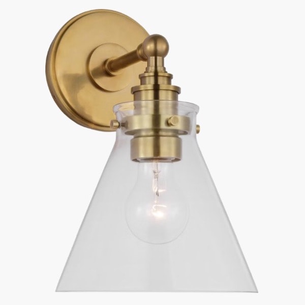 【Visual Comfort】アメリカ・ウォールライト「Parkington Single Library Wall Light」1灯 ゴールド・クリア（W73×D88×H115mm）
