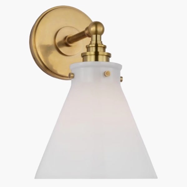 【Visual Comfort】アメリカ・ウォールライト「Parkington Single Library Wall Light」1灯 ゴールド・ホワイト（W73×D88×H115mm）