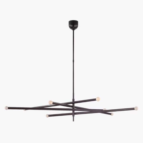 【Visual Comfort】アメリカ・デザイン照明 シャンデリア「Rousseau Oversized Eight Light Articulating Chandelier」　LED　ブロンズ・エッチングクリスタルオーブ（W2032×H356mm）