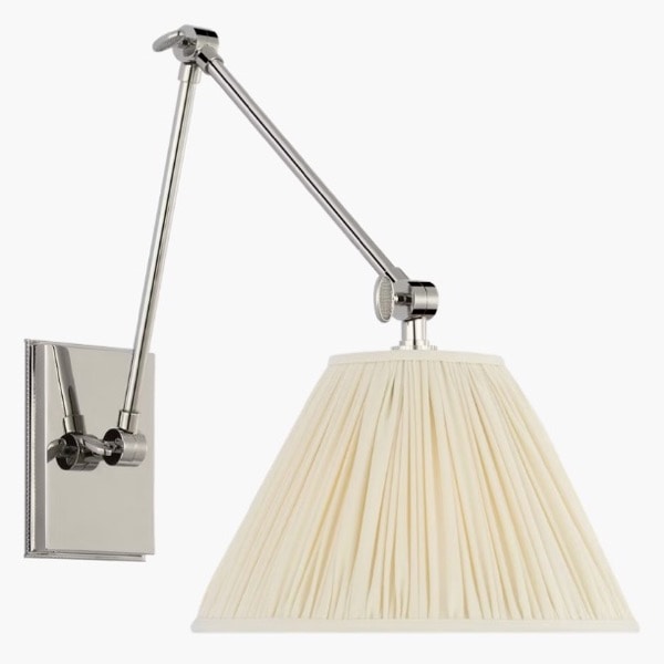 【Visual Comfort】アメリカ・ウォールライト「Wimberley Double Library Wall Light」1灯 シルバー・ホワイト（W254×D381〜533×H279〜305mm）