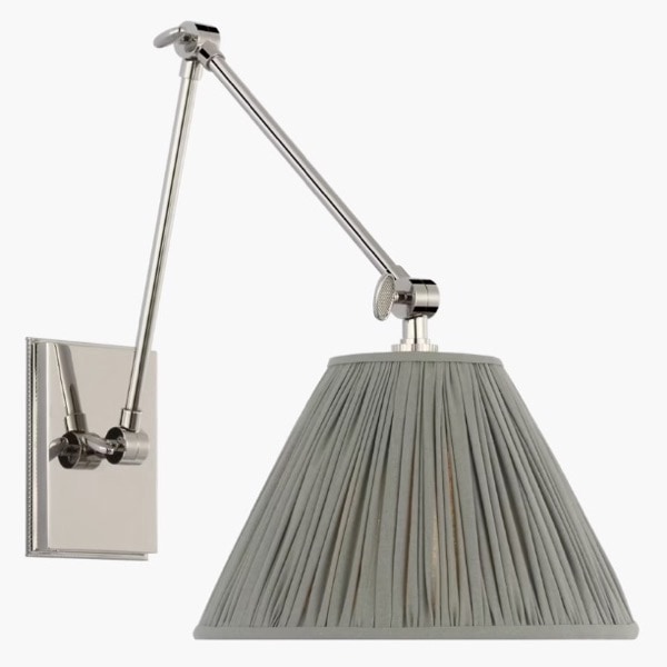 【Visual Comfort】アメリカ・ウォールライト「Wimberley Double Library Wall Light」1灯 シルバー・グレー（W254×D381〜533×H279〜305mm）