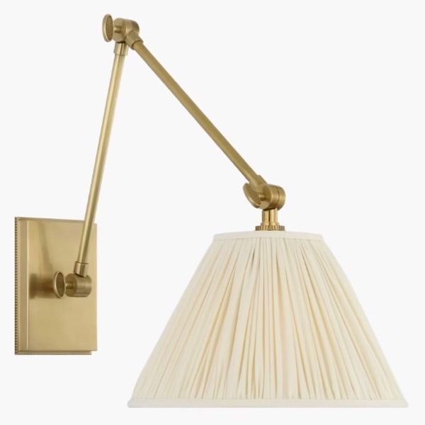 【Visual Comfort】アメリカ・ウォールライト「Wimberley Double Library Wall Light」1灯 ゴールド・ホワイト（W254×D381〜533×H279〜305mm）