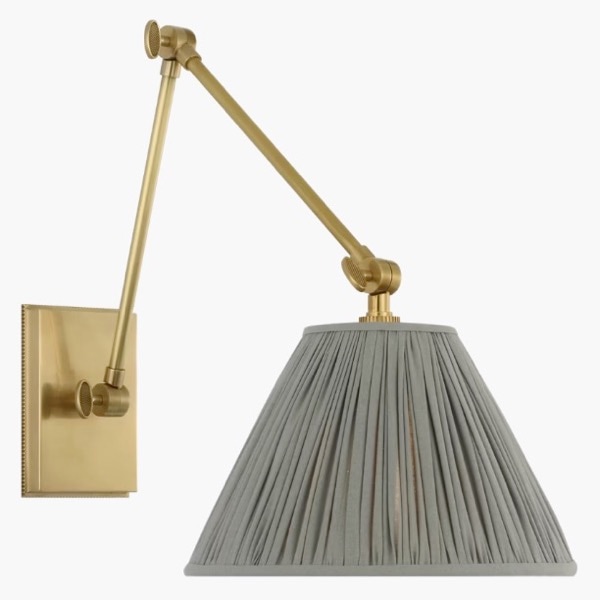 【Visual Comfort】アメリカ・ウォールライト「Wimberley Double Library Wall Light」1灯 ゴールド・グレー（W254×D381〜533×H279〜305mm）