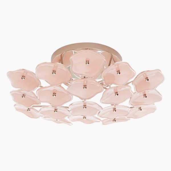 【Visual Comfort】アメリカ・デザイン照明 フラッシュマウント「Leighton Medium Flush Mount」3灯・シルバー・ピンク（W457×H152mm）