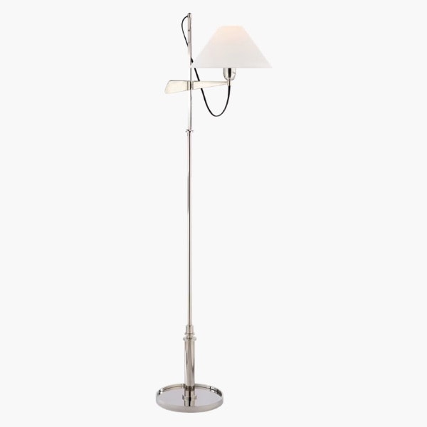 【Visual Comfort】アメリカ・フロアライト「Hargett Bridge Arm Floor Lamp」1灯　シルバー (W432×H1422〜1600mm)