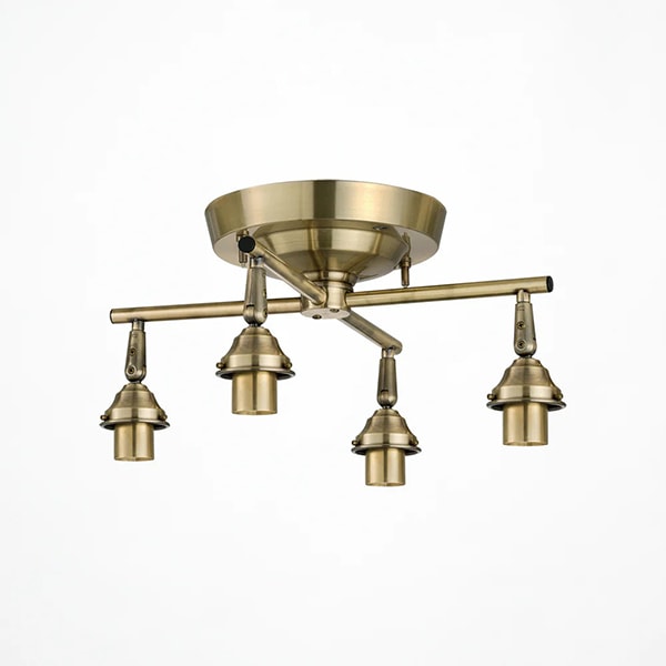 カスタム照明　クロスシーリングライト　4灯・ゴールド／シルバー（W465mm）