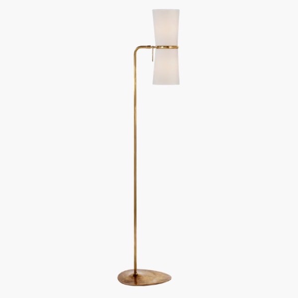 【Visual Comfort】アメリカ・フロアライト「Clarkson Floor Lamp」2灯　ゴールド (W305×H1473mm)