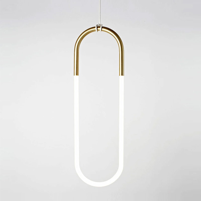 【Roll & Hill】アメリカ・デザイン照明 「Rudi Loop 02」LEDペンダントライト ゴールド（W280×D30×H920mm）