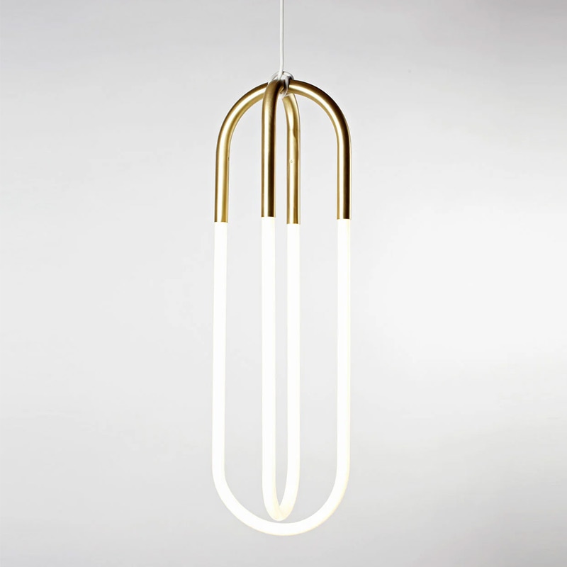 【Roll & Hill】アメリカ・デザイン照明 「Rudi Double Loop」LEDペンダントライト ゴールド（W180×D280×H890mm）