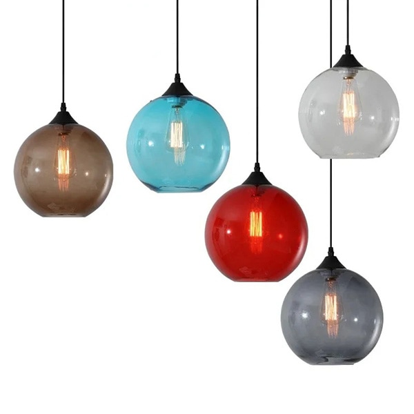 【法人様・店舗様限定】デザイン照明 ガラスシェードペンダントライト 1灯 全5色（φ200／250mm）