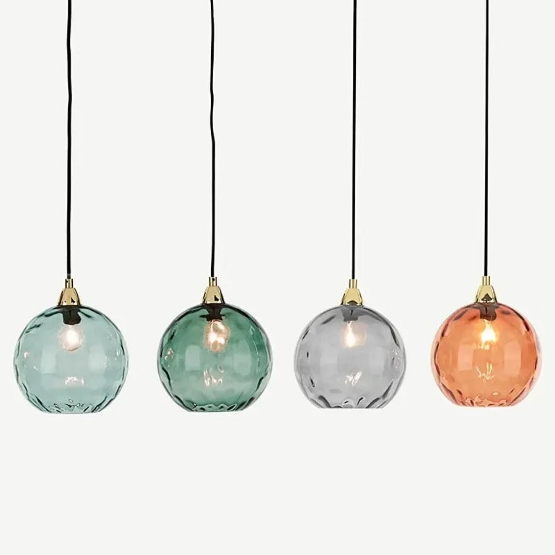 【法人様・店舗様限定】デザイン照明 LED ガラスカラーシェードペンダントライト 1灯（W200×D200×H180mm）全10色